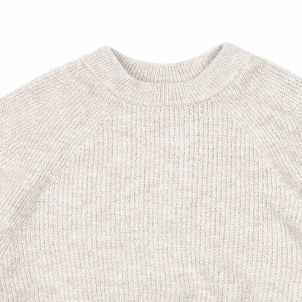 ASOS Womens Beige Round Neck Acrylic Pullover Jumper Size 6 - Ribbed