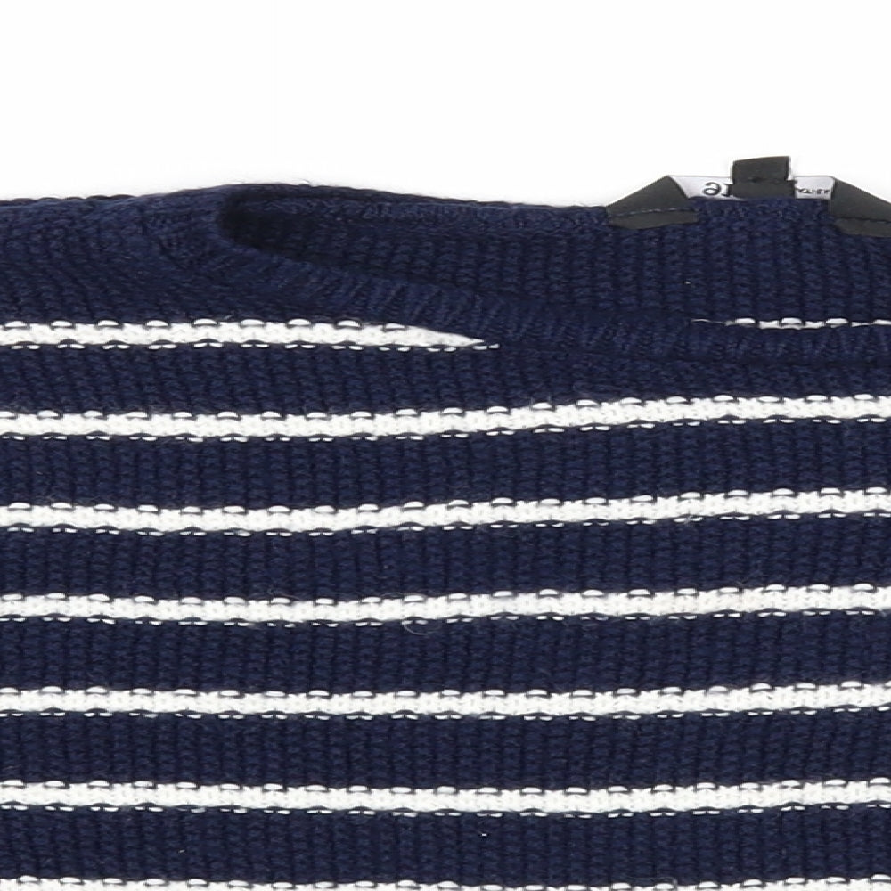 New Look Girls Blue Round Neck Striped Acrylic Pullover Jumper Size 14-15 Years Pullover