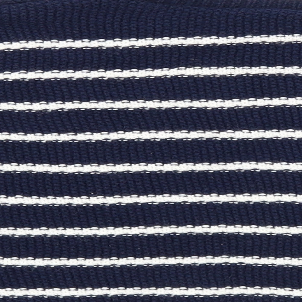 New Look Girls Blue Round Neck Striped Acrylic Pullover Jumper Size 14-15 Years Pullover
