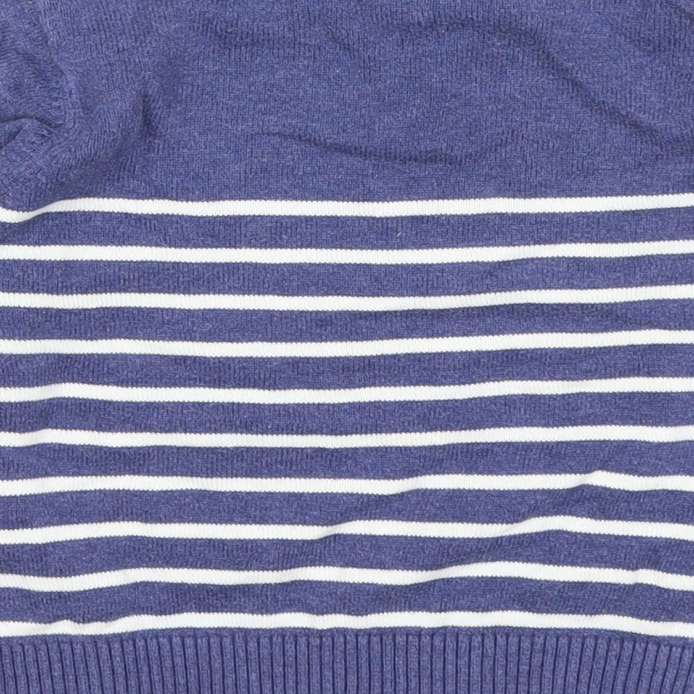 NEXT Boys Blue Round Neck Striped Cotton Pullover Jumper Size 4-5 Years Pullover