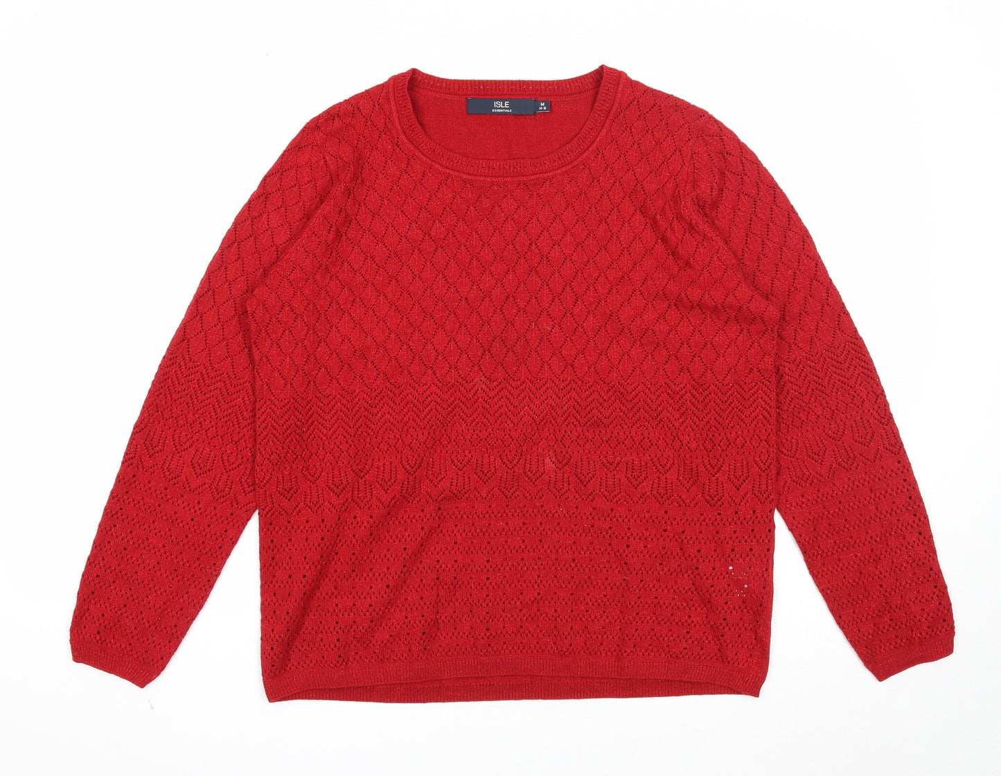 EWM Womens Red Scoop Neck Acrylic Pullover Jumper Size 14