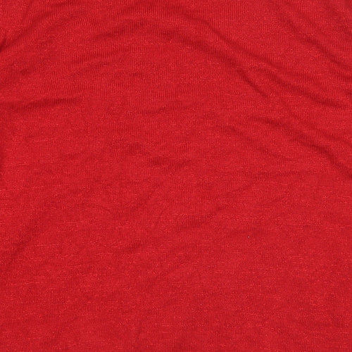 EWM Womens Red Scoop Neck Acrylic Pullover Jumper Size 14