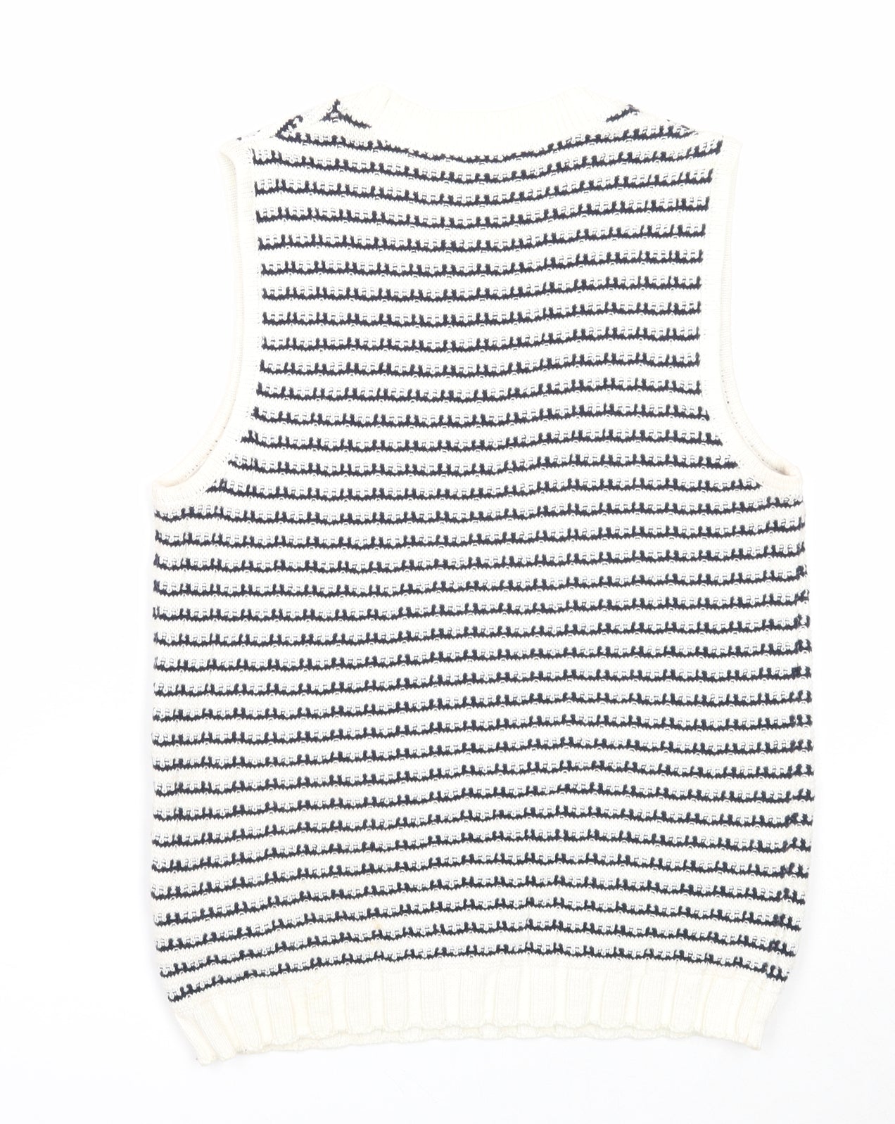 Marks and Spencer Womens White Round Neck Geometric Cotton Vest Jumper Size 12