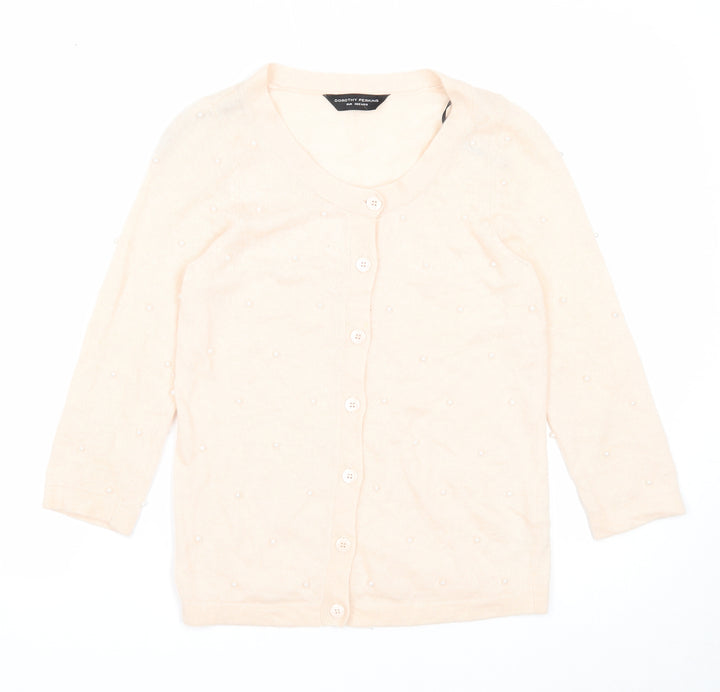 Dorothy Perkins Womens Pink V-Neck Viscose Cardigan Jumper Size 8