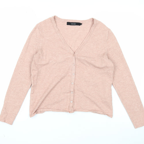 VERO MODA Womens Pink V-Neck Viscose Cardigan Jumper Size M