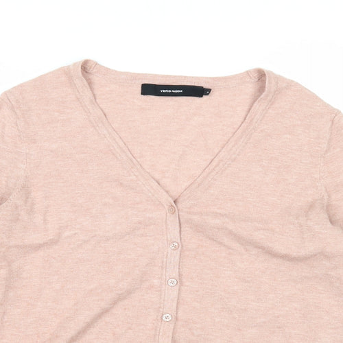 VERO MODA Womens Pink V-Neck Viscose Cardigan Jumper Size M