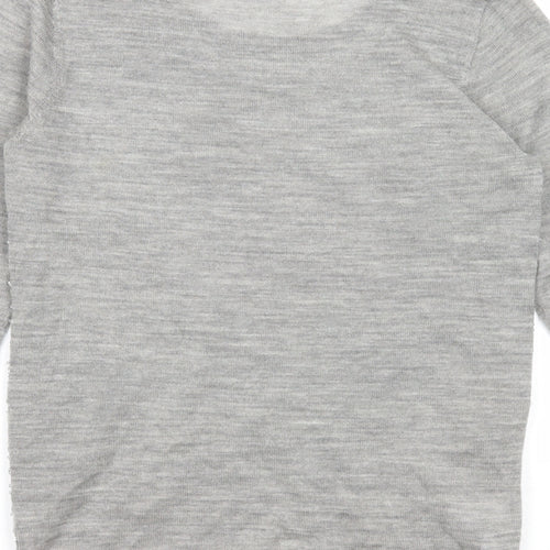 Mango Womens Grey Round Neck Geometric Acrylic Pullover Jumper Size S
