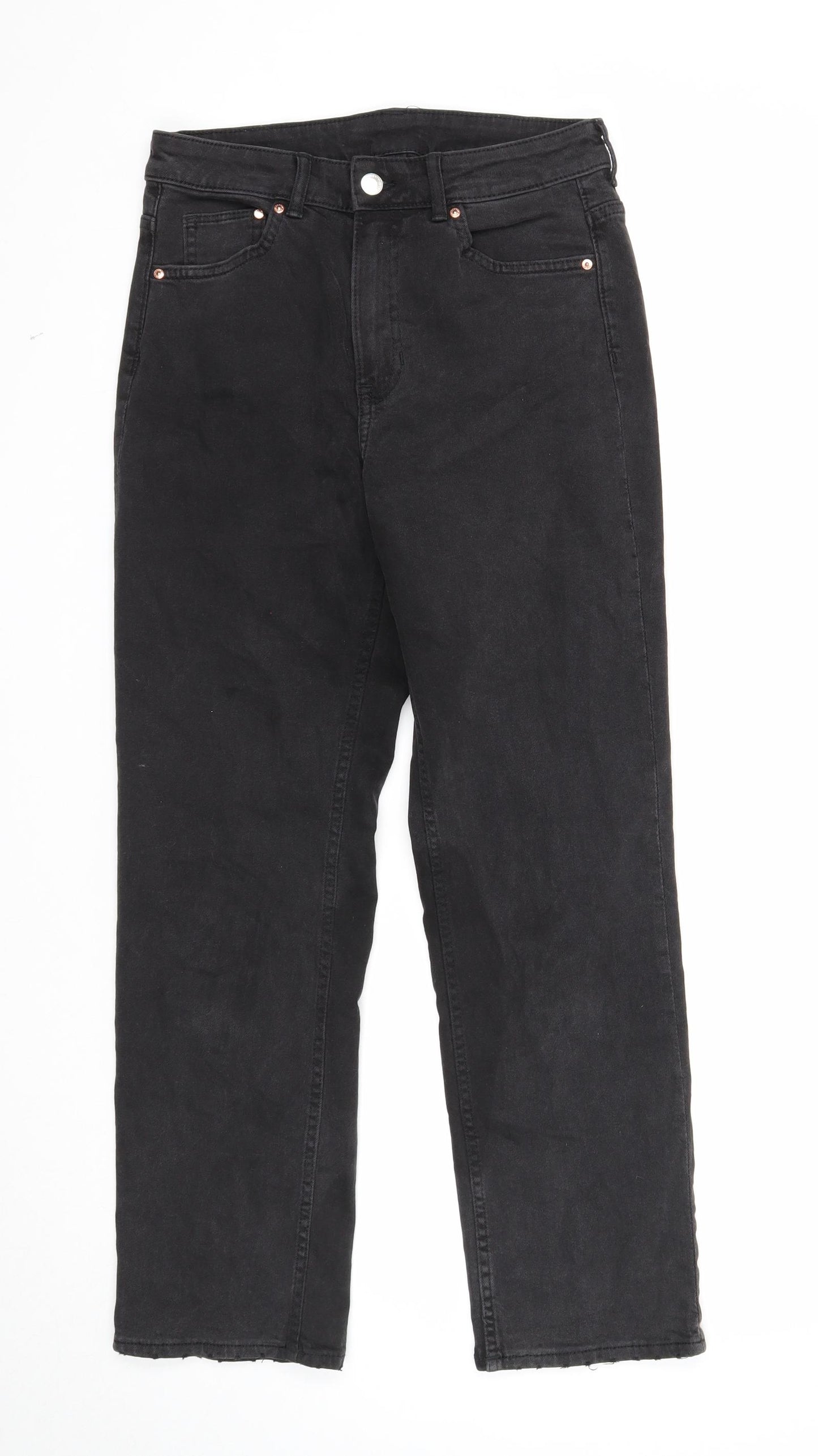 &Denim Womens Black Cotton Straight Jeans Size 8 Regular Zip