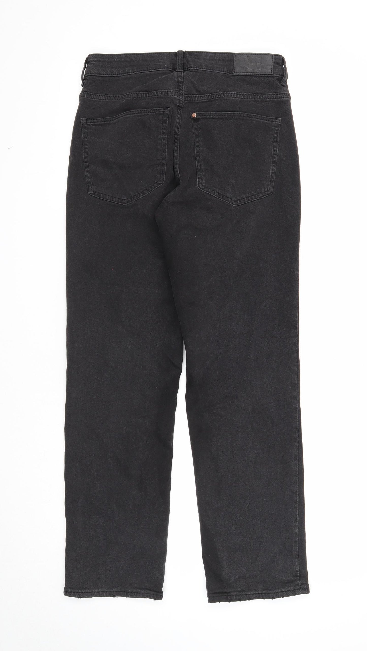 &Denim Womens Black Cotton Straight Jeans Size 8 Regular Zip