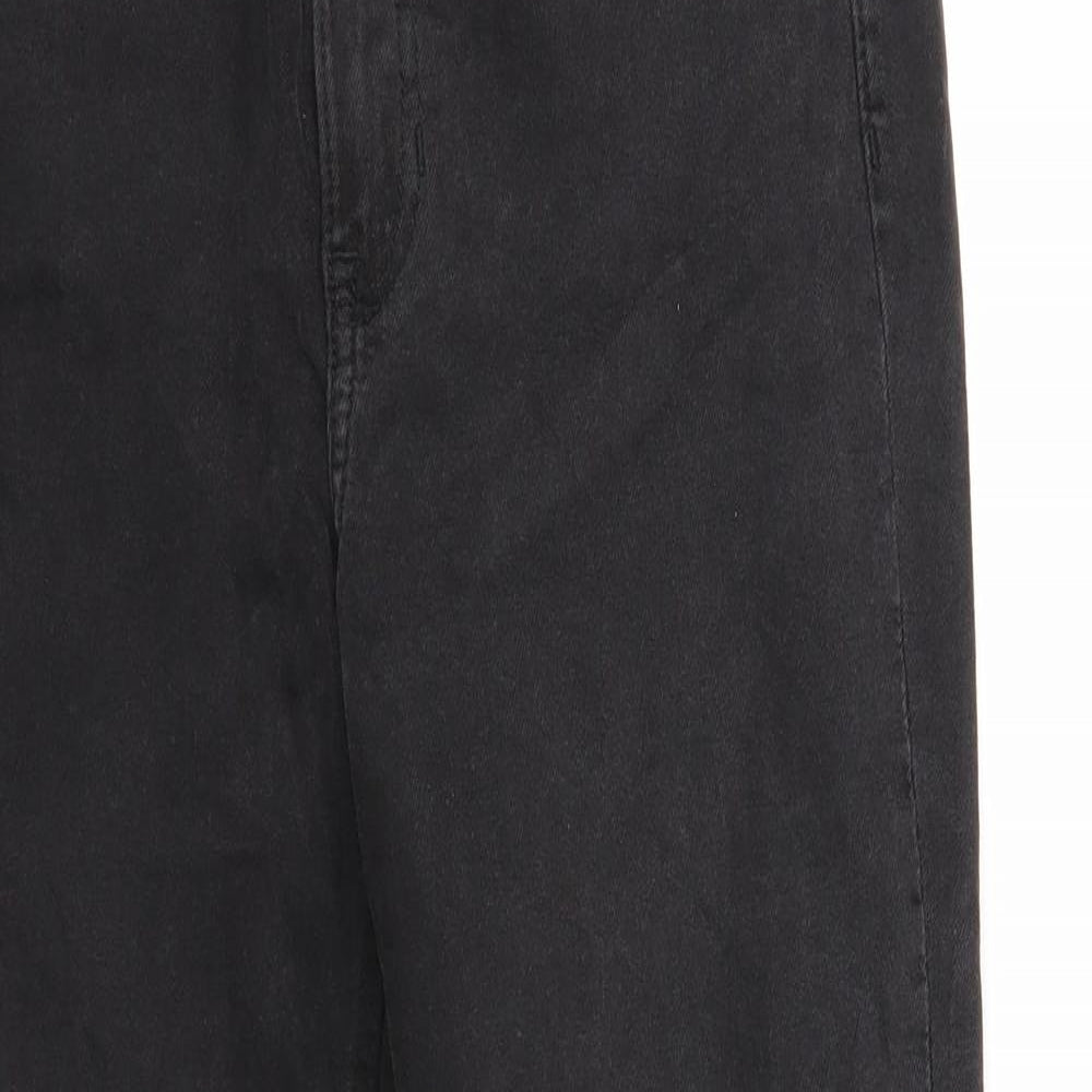 &Denim Womens Black Cotton Straight Jeans Size 8 Regular Zip