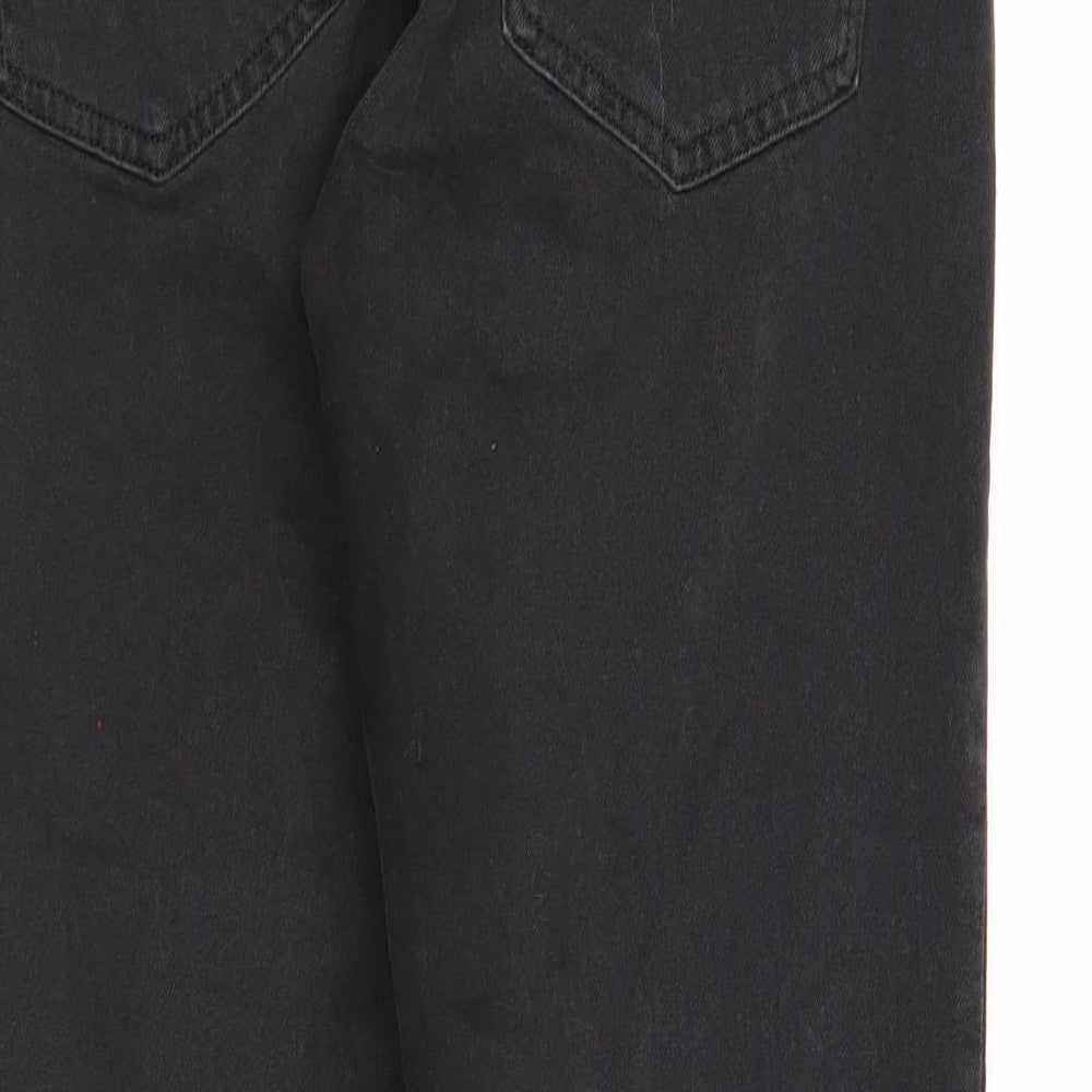 &Denim Womens Black Cotton Straight Jeans Size 8 Regular Zip