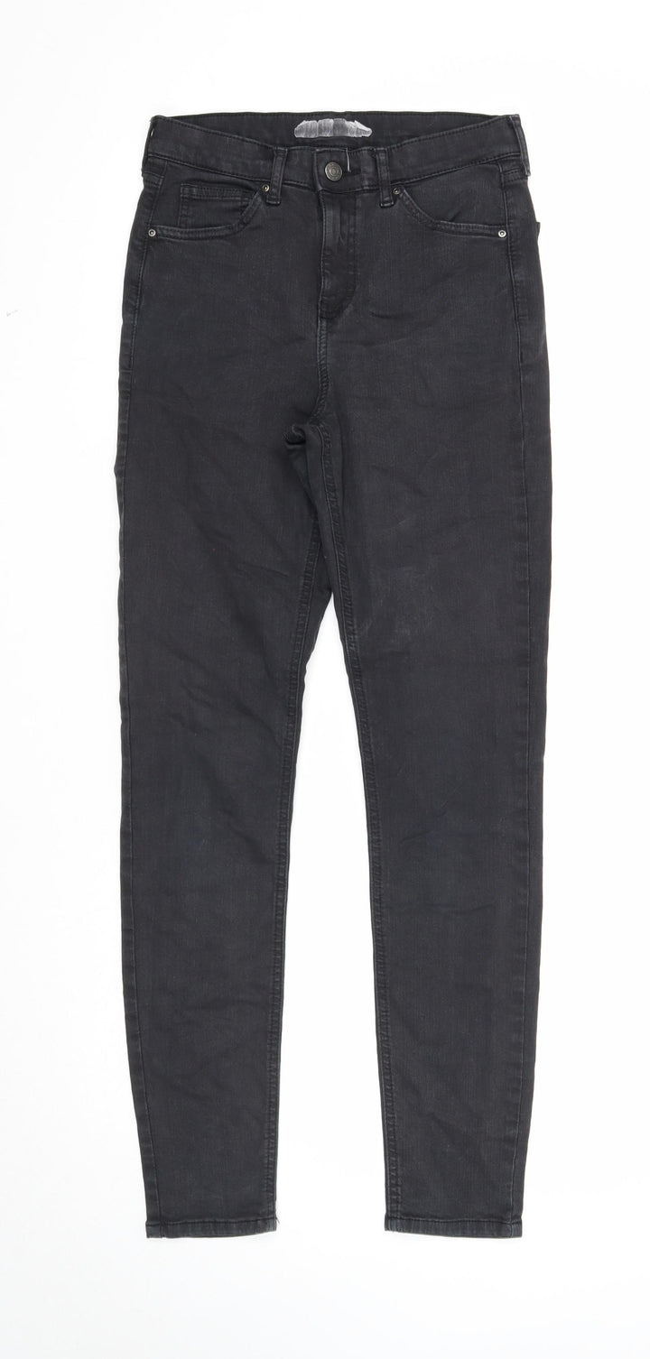 Topshop Womens Black Cotton Skinny Jeans Size 28 in Regular Zip
