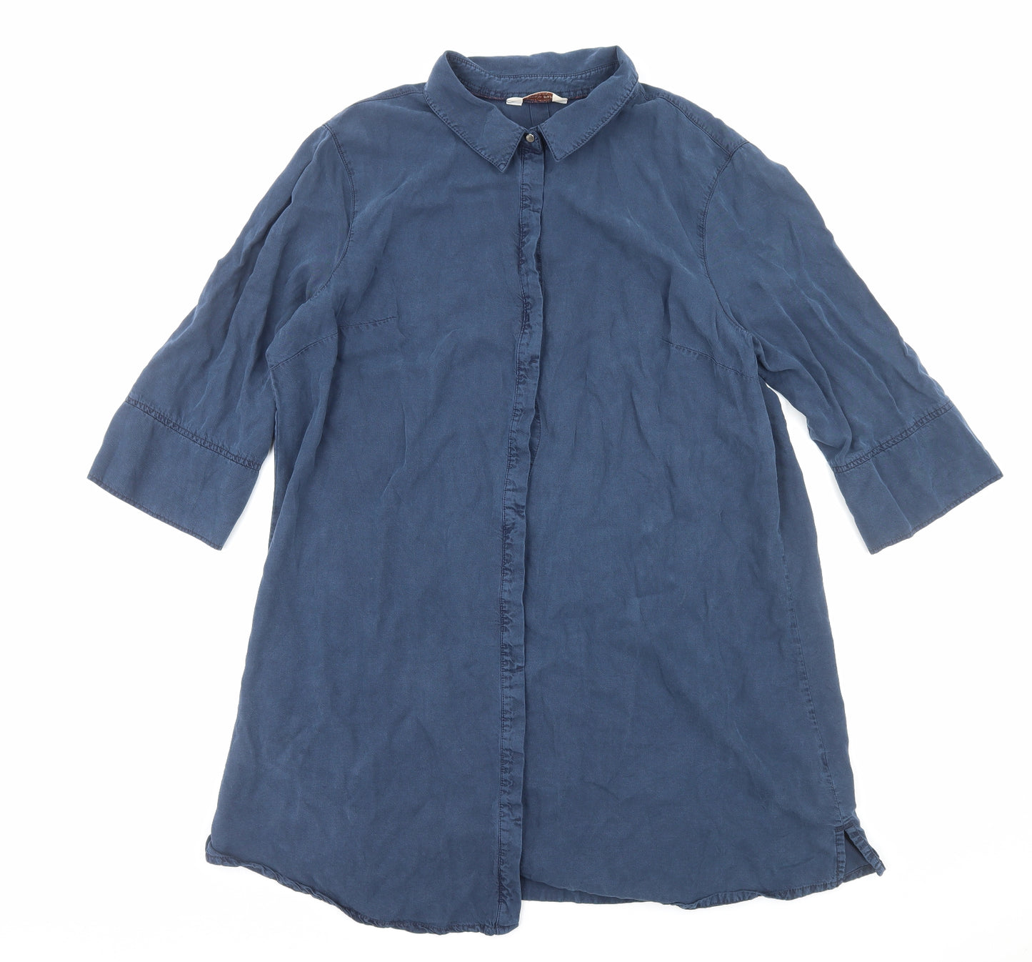 F&F Womens Blue Lyocell Shirt Dress Size 22 Collared Button