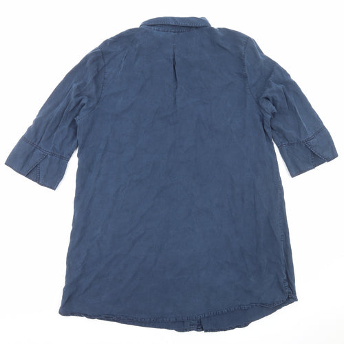 F&F Womens Blue Lyocell Shirt Dress Size 22 Collared Button