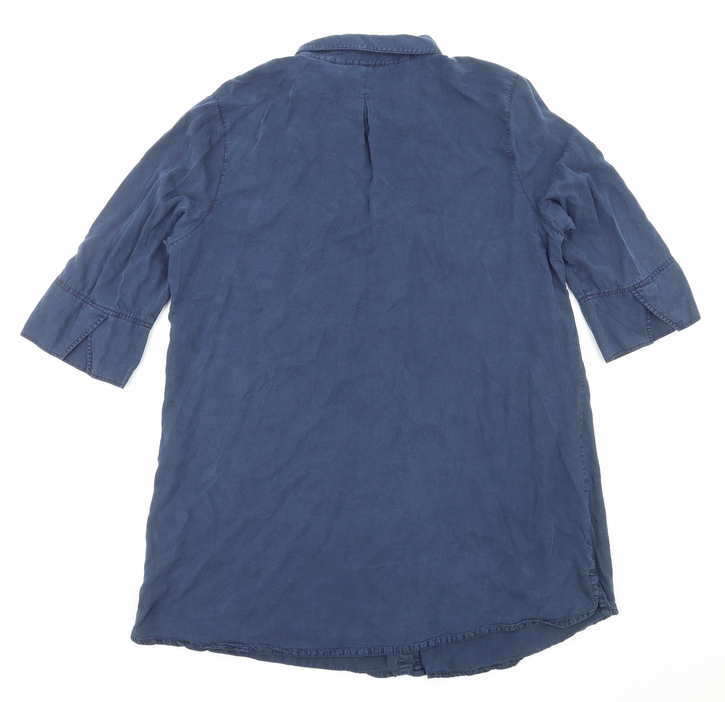 F&F Womens Blue Lyocell Shirt Dress Size 22 Collared Button