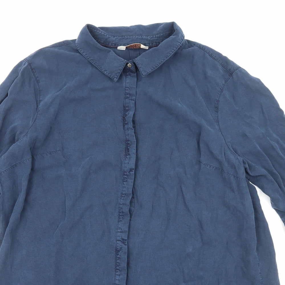 F&F Womens Blue Lyocell Shirt Dress Size 22 Collared Button