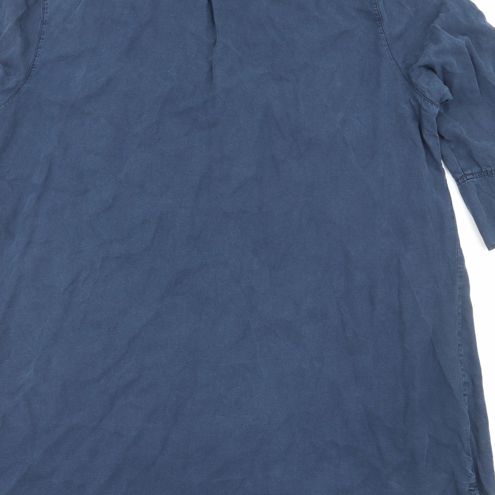 F&F Womens Blue Lyocell Shirt Dress Size 22 Collared Button