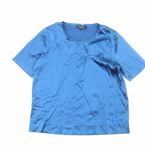 Viyella Womens Blue Polyester Basic T-Shirt Size 14 Round Neck