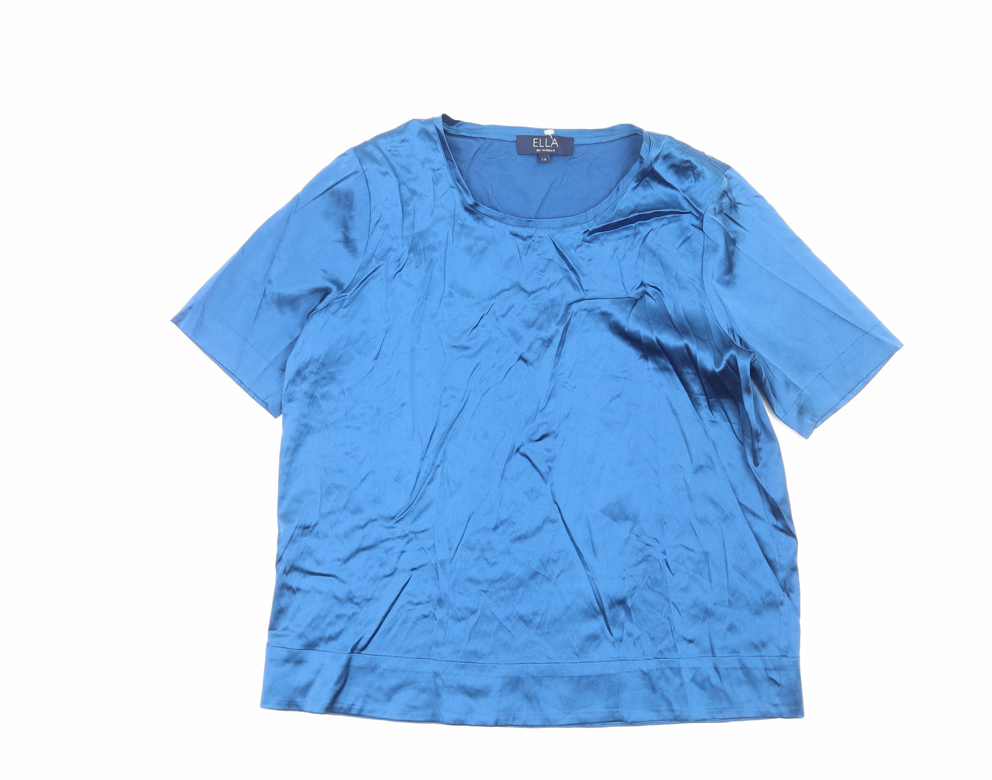 Viyella Womens Blue Polyester Basic T-Shirt Size 14 Round Neck