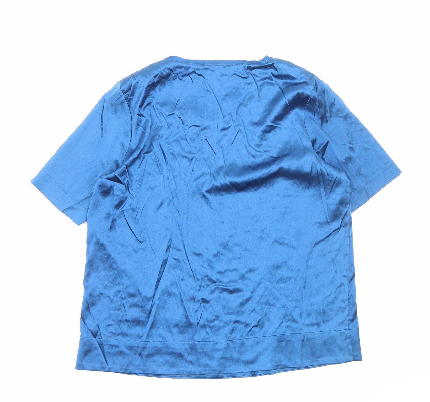 Viyella Womens Blue Polyester Basic T-Shirt Size 14 Round Neck
