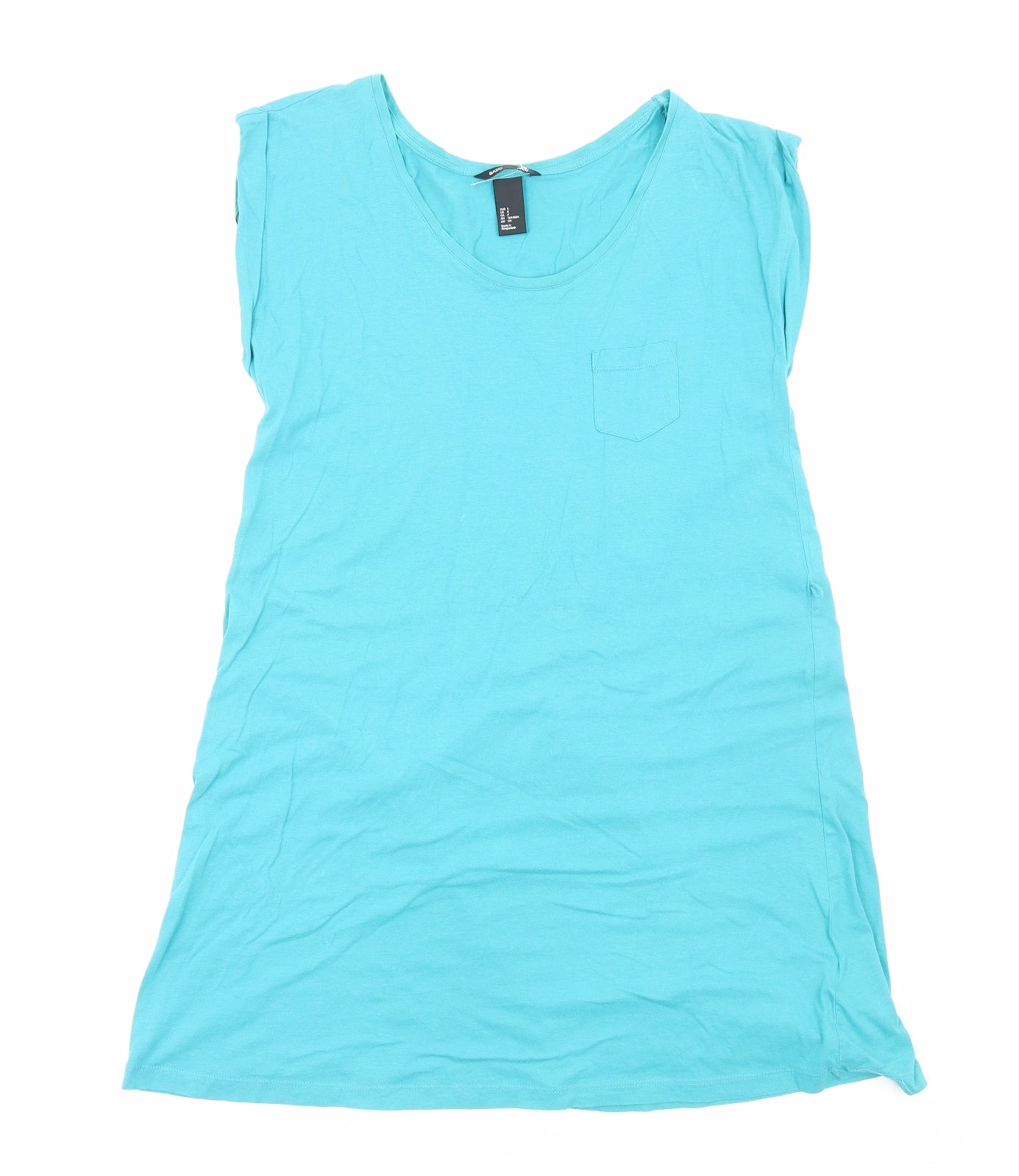 H&M Womens Blue Viscose T-Shirt Dress Size S Scoop Neck Pullover