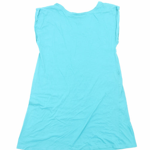 H&M Womens Blue Viscose T-Shirt Dress Size S Scoop Neck Pullover