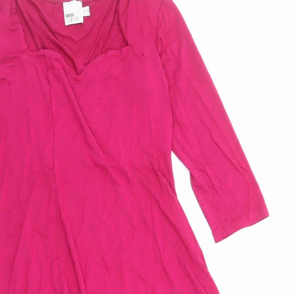 ASOS Womens Pink Viscose A-Line Size 18 Sweetheart Pullover