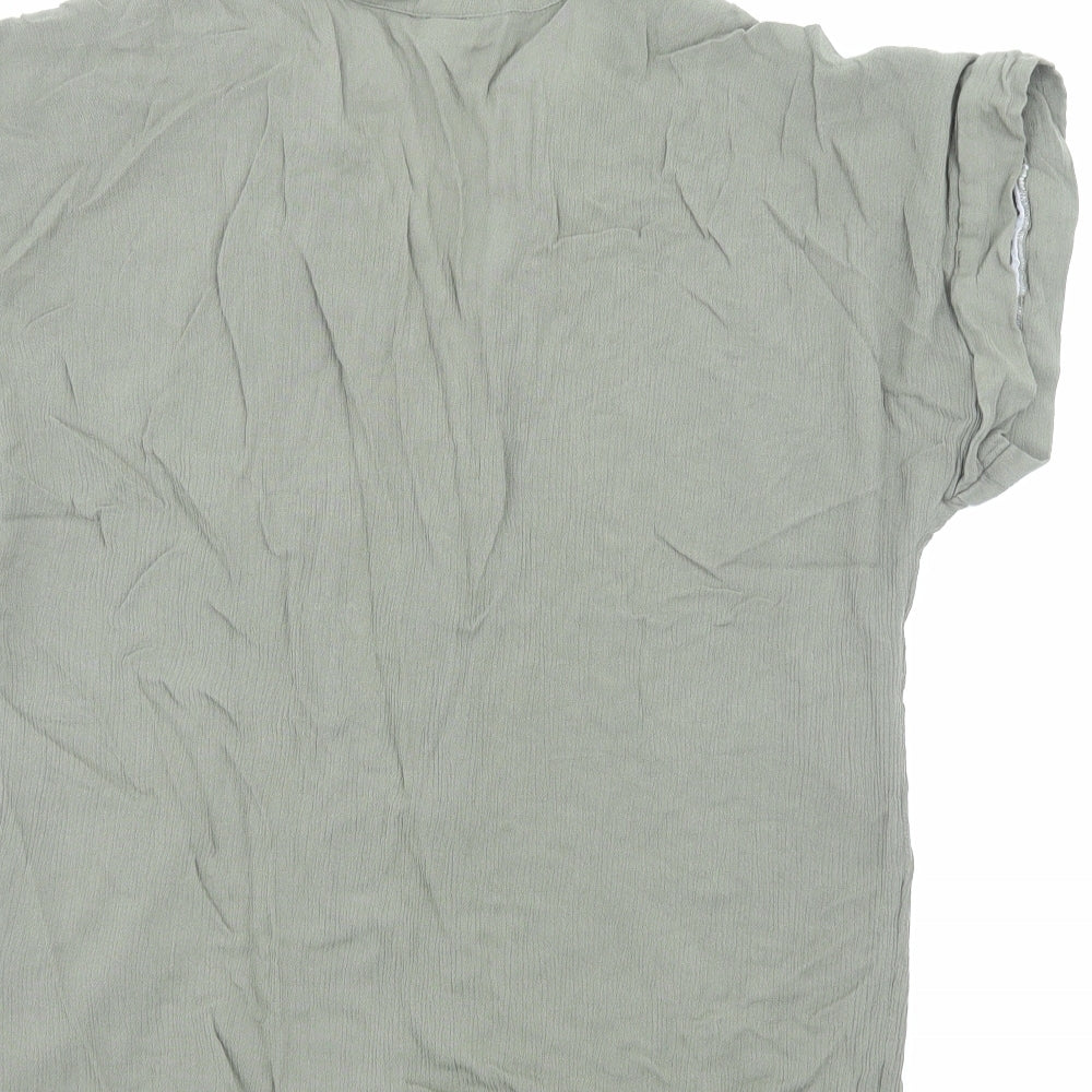 H&M Womens Green Viscose Basic Blouse Size 14 V-Neck