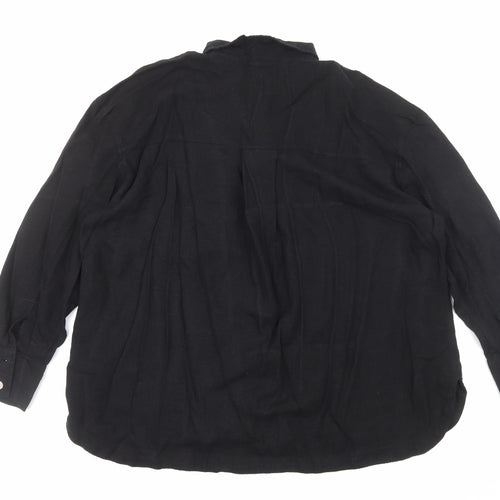 Preworn Womens Black Cotton Basic Button-Up Size L Collared