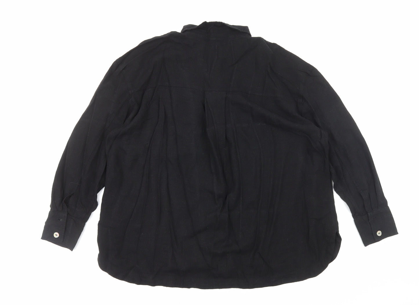 Preworn Womens Black Cotton Basic Button-Up Size L Collared