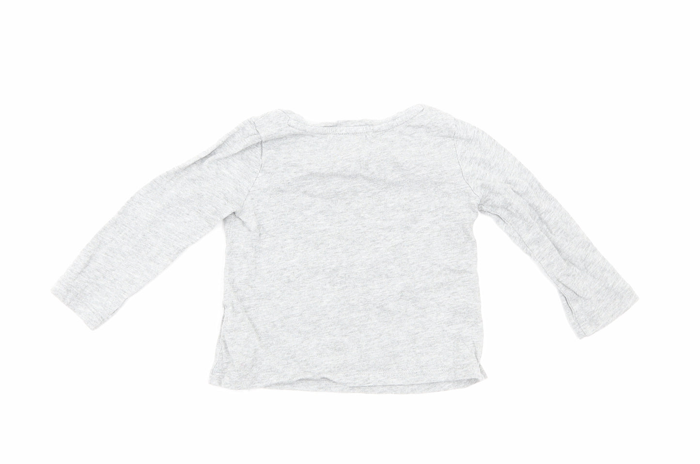 Gap Girls Grey Cotton Basic T-Shirt Size 12-18 Months Round Neck Pullover - Unicorn Print