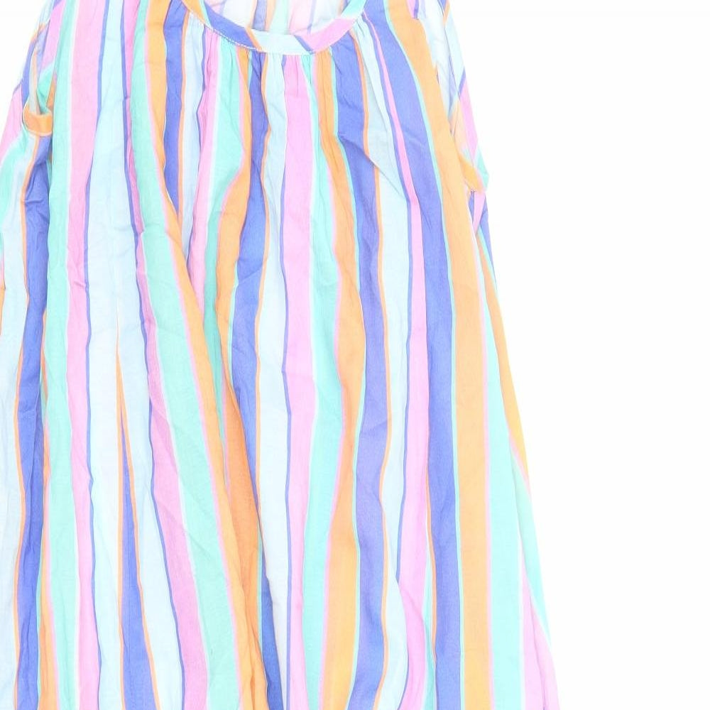 Crew Clothing Womens Multicoloured Striped Cotton Slip Dress Size 12 Round Neck Pullover