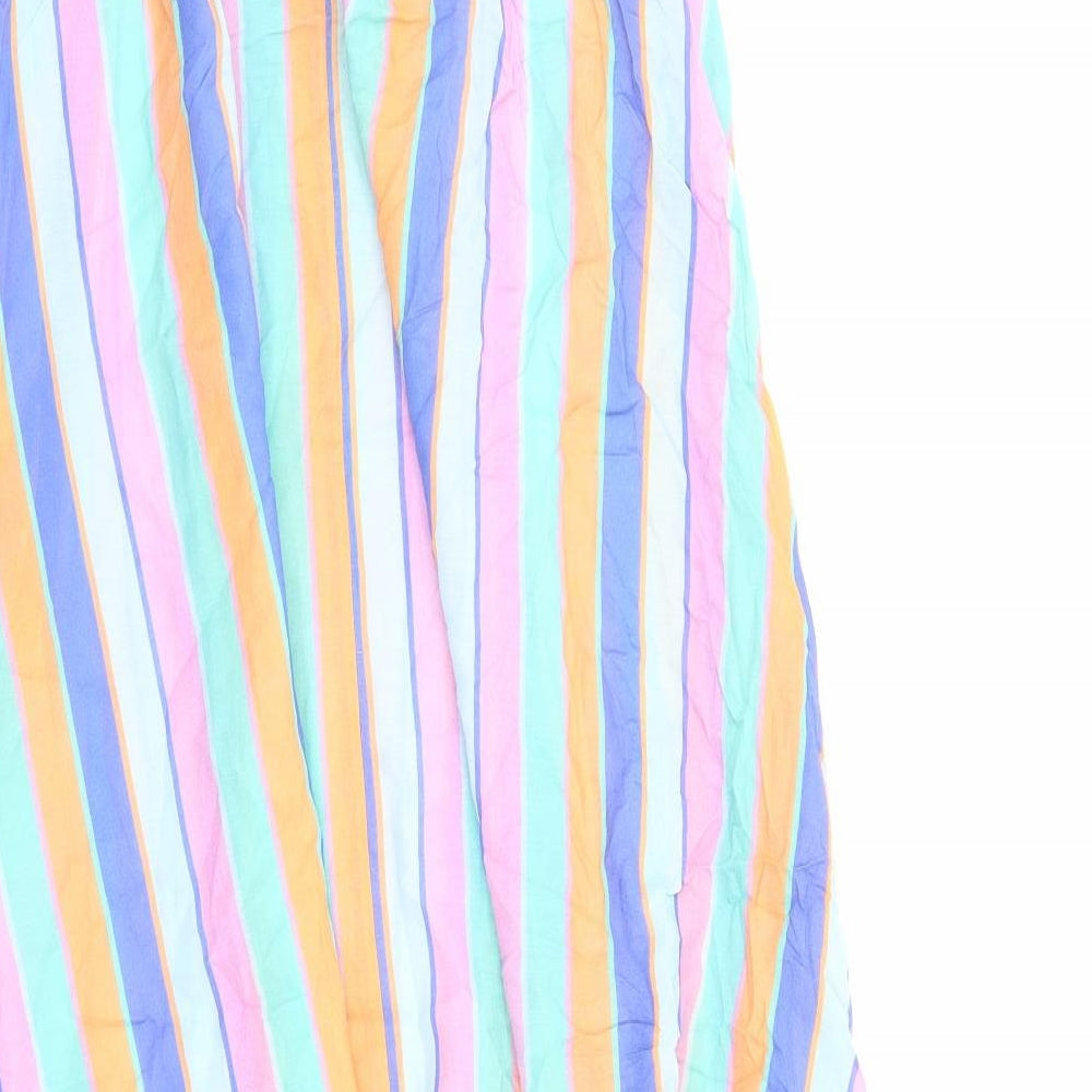 Crew Clothing Womens Multicoloured Striped Cotton Slip Dress Size 12 Round Neck Pullover