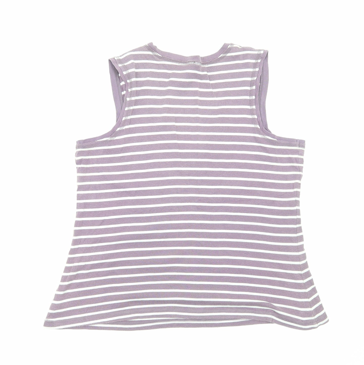 Marks and Spencer Womens Purple Striped Cotton Basic Tank Size 16 V-Neck