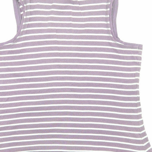 Marks and Spencer Womens Purple Striped Cotton Basic Tank Size 16 V-Neck