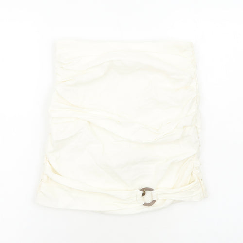 Zara Womens Ivory Cotton Bandage Skirt Size M Zip