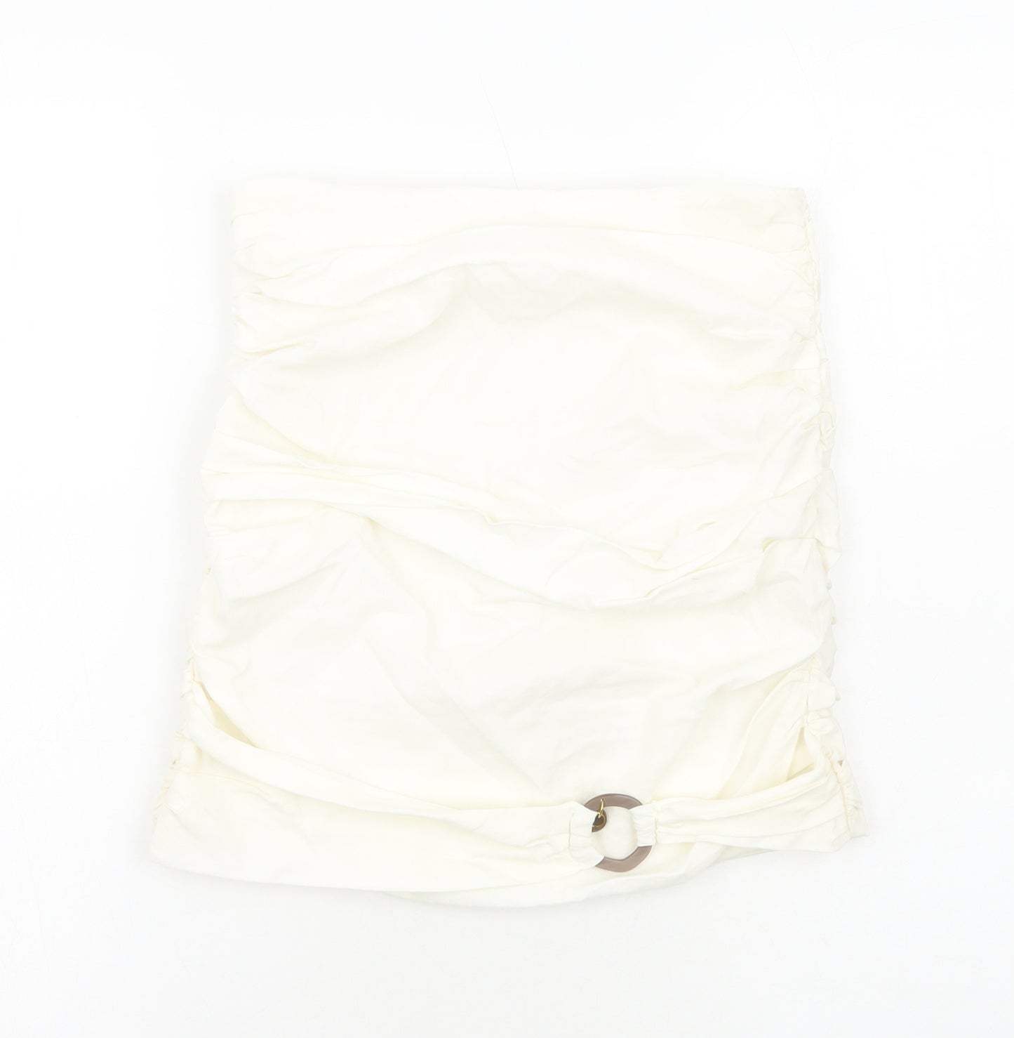 Zara Womens Ivory Cotton Bandage Skirt Size M Zip