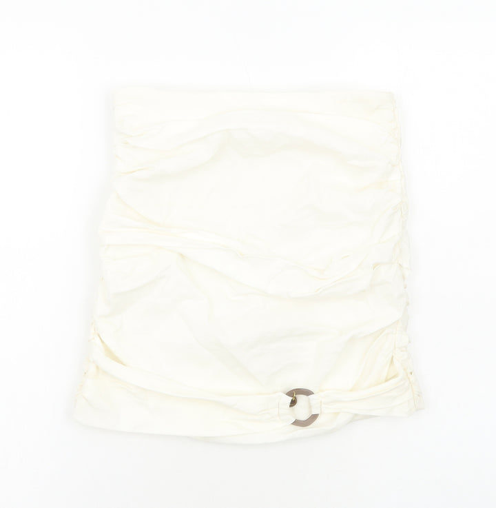 Zara Womens Ivory Cotton Bandage Skirt Size M Zip