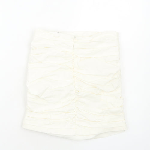 Zara Womens Ivory Cotton Bandage Skirt Size M Zip