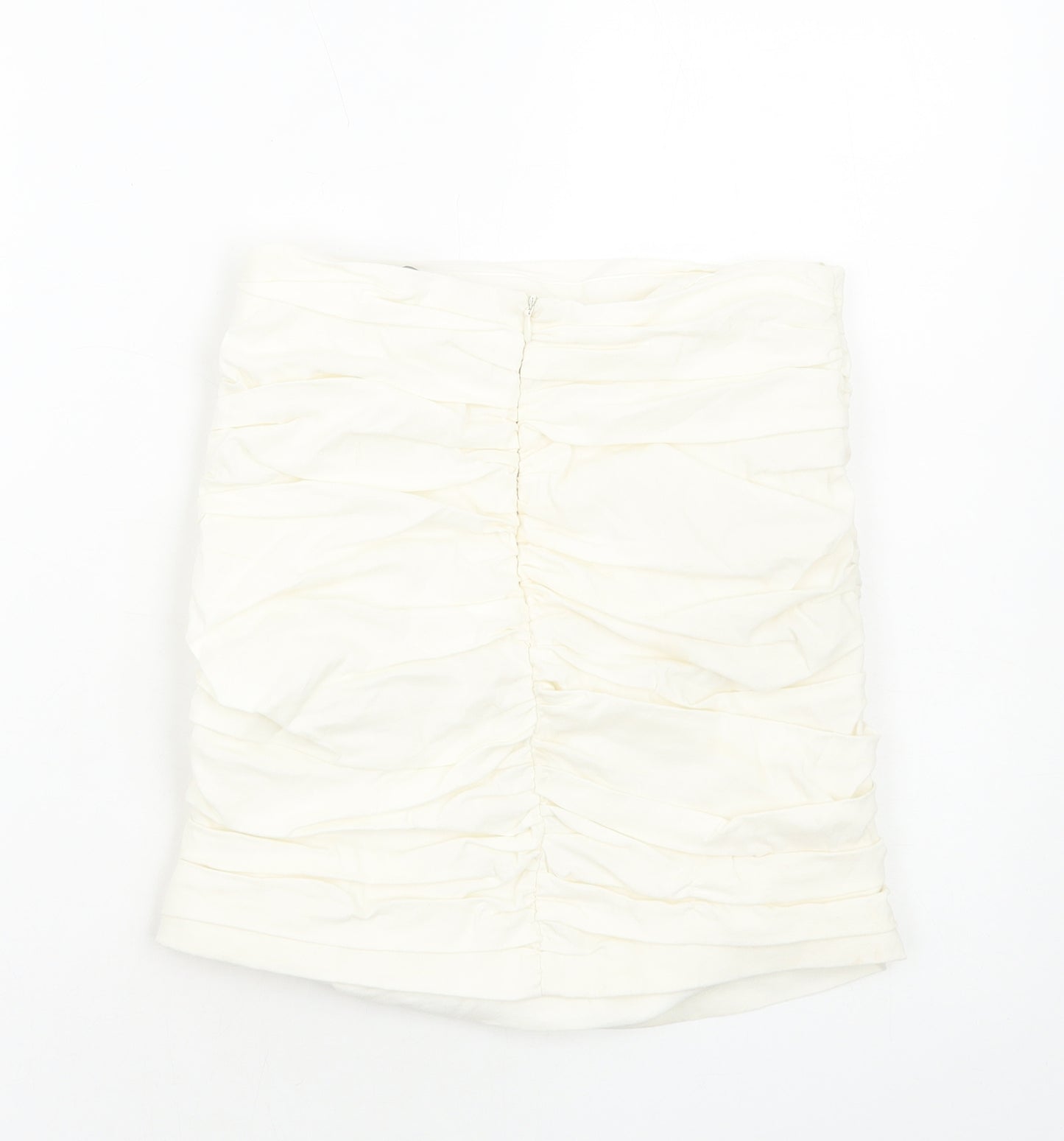 Zara Womens Ivory Cotton Bandage Skirt Size M Zip