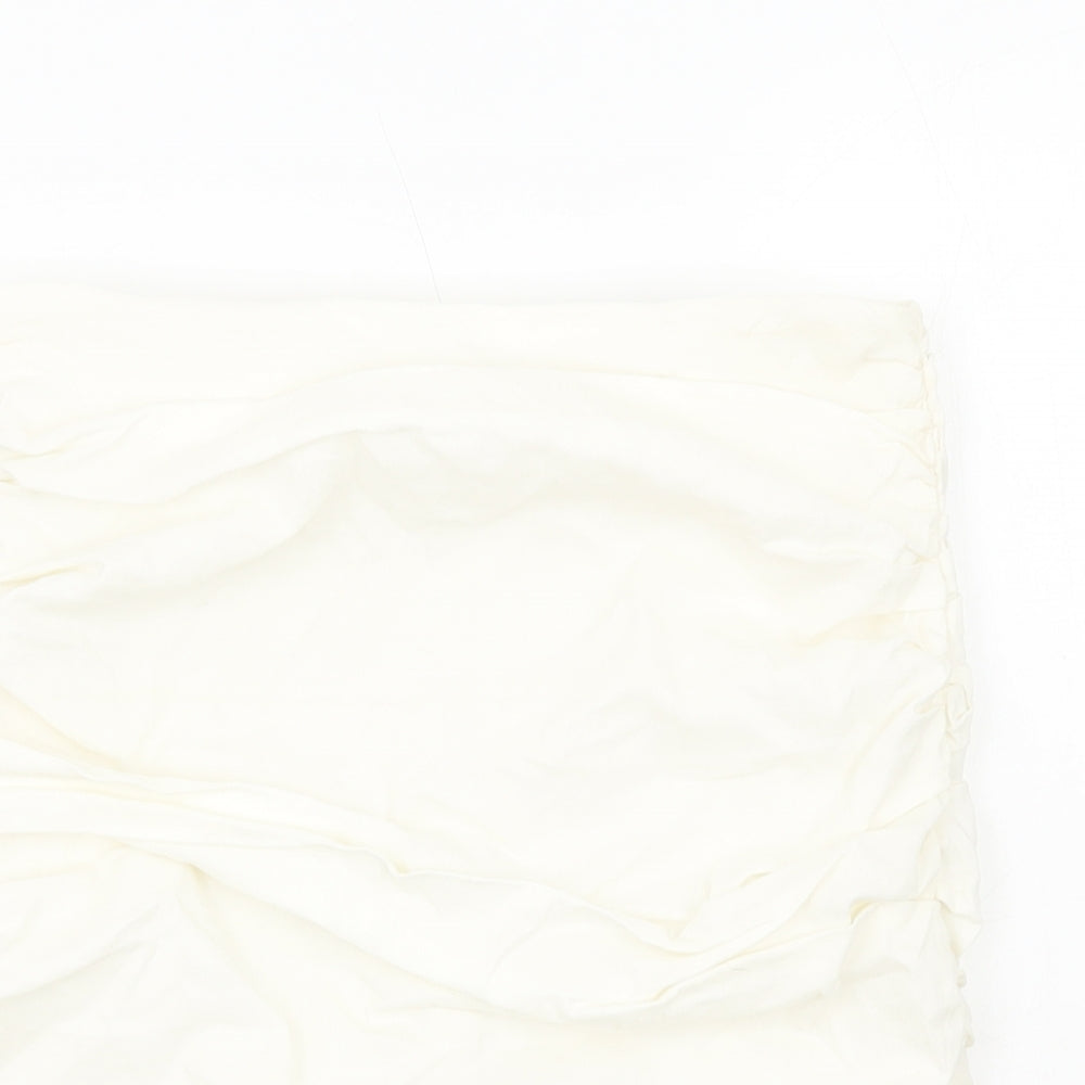 Zara Womens Ivory Cotton Bandage Skirt Size M Zip