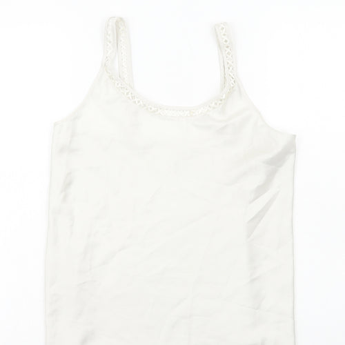 Marks and Spencer Womens White Polyester Basic Tank Size 10 Scoop Neck - Neckline Detail
