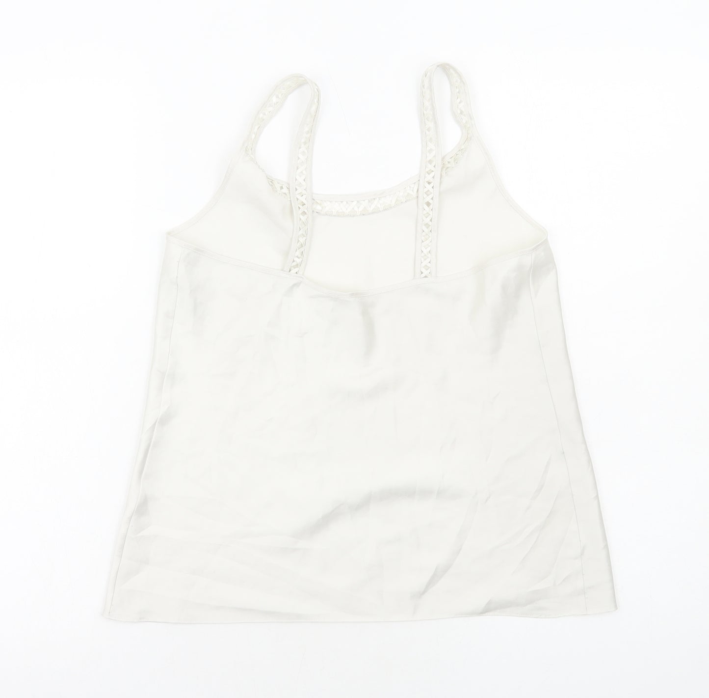 Marks and Spencer Womens White Polyester Basic Tank Size 10 Scoop Neck - Neckline Detail