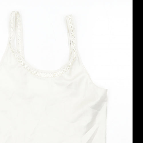 Marks and Spencer Womens White Polyester Basic Tank Size 10 Scoop Neck - Neckline Detail
