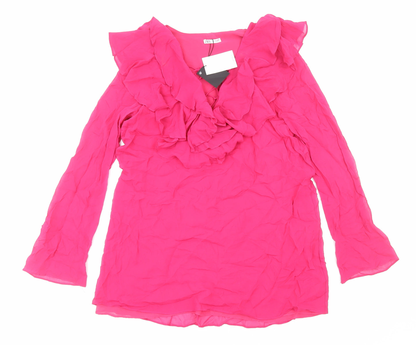 Zara Womens Pink Polyester Shift Size XL V-Neck Pullover
