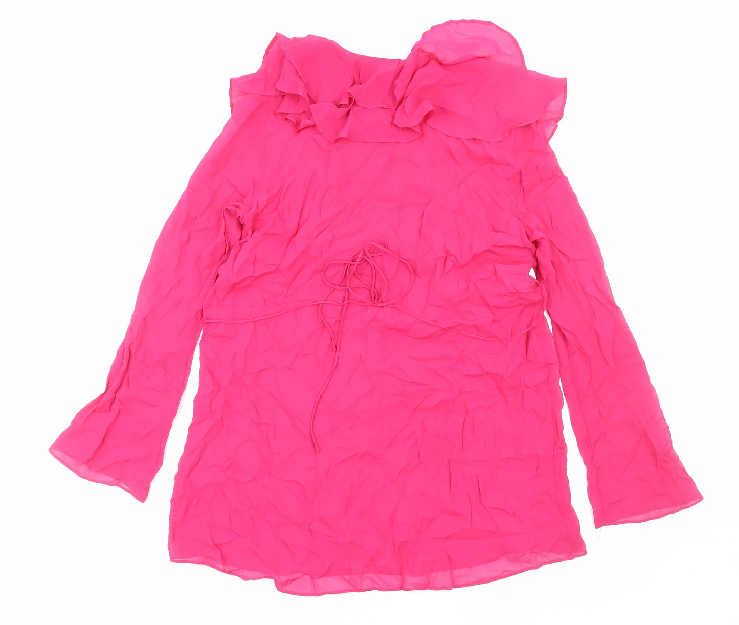 Zara Womens Pink Polyester Shift Size XL V-Neck Pullover