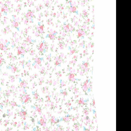 Yes Yes Womens White Floral Cotton Playsuit One-Piece Size 10 Button