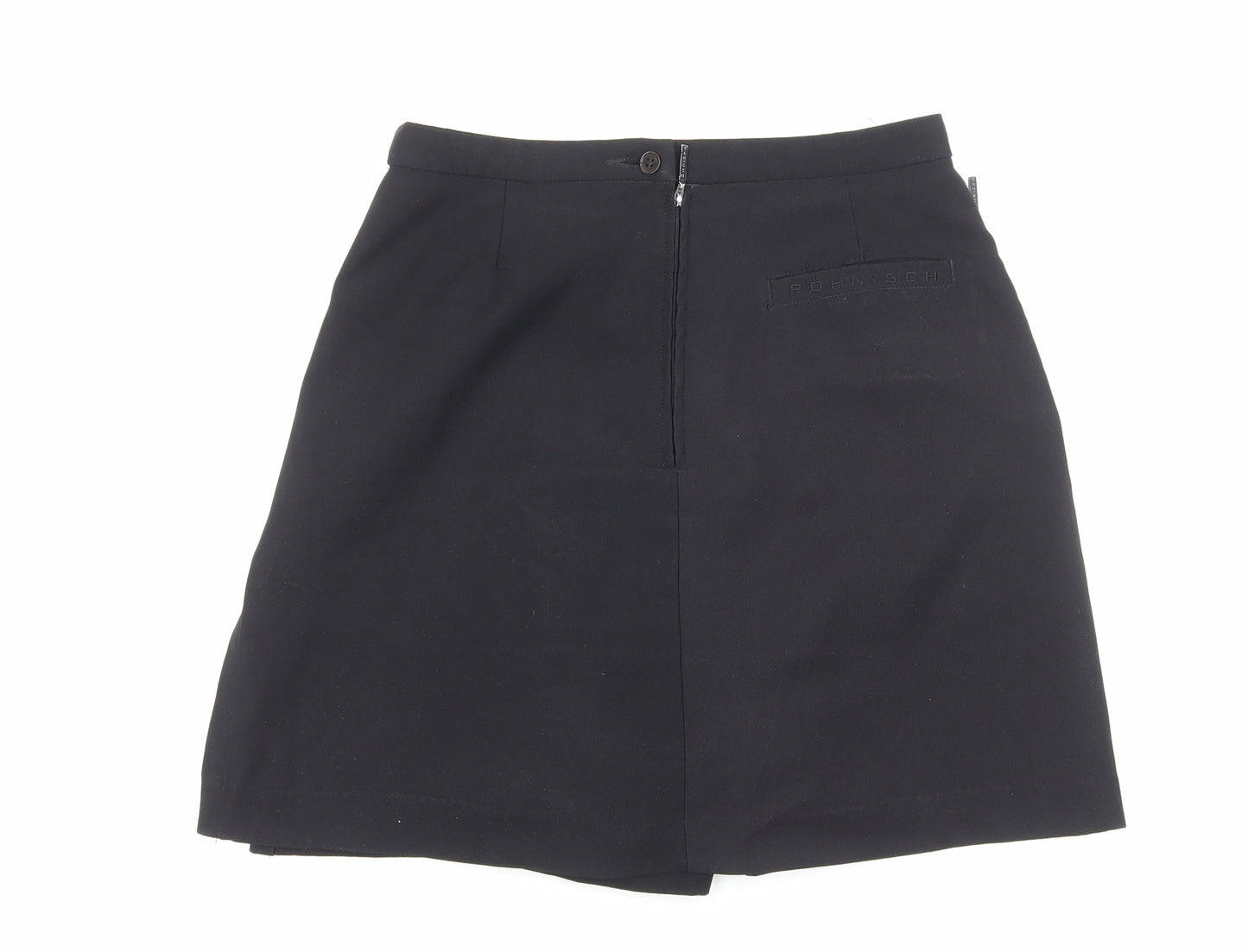Rohnisch Womens Black Polyester A-Line Skirt Size M Zip