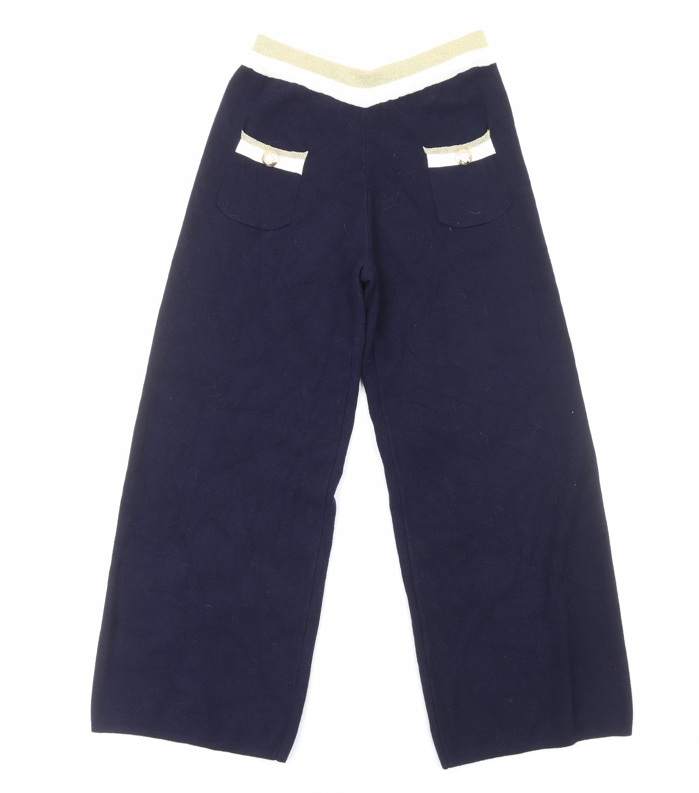 Laetitia Mem Womens Blue Viscose Trousers Size 10 Regular