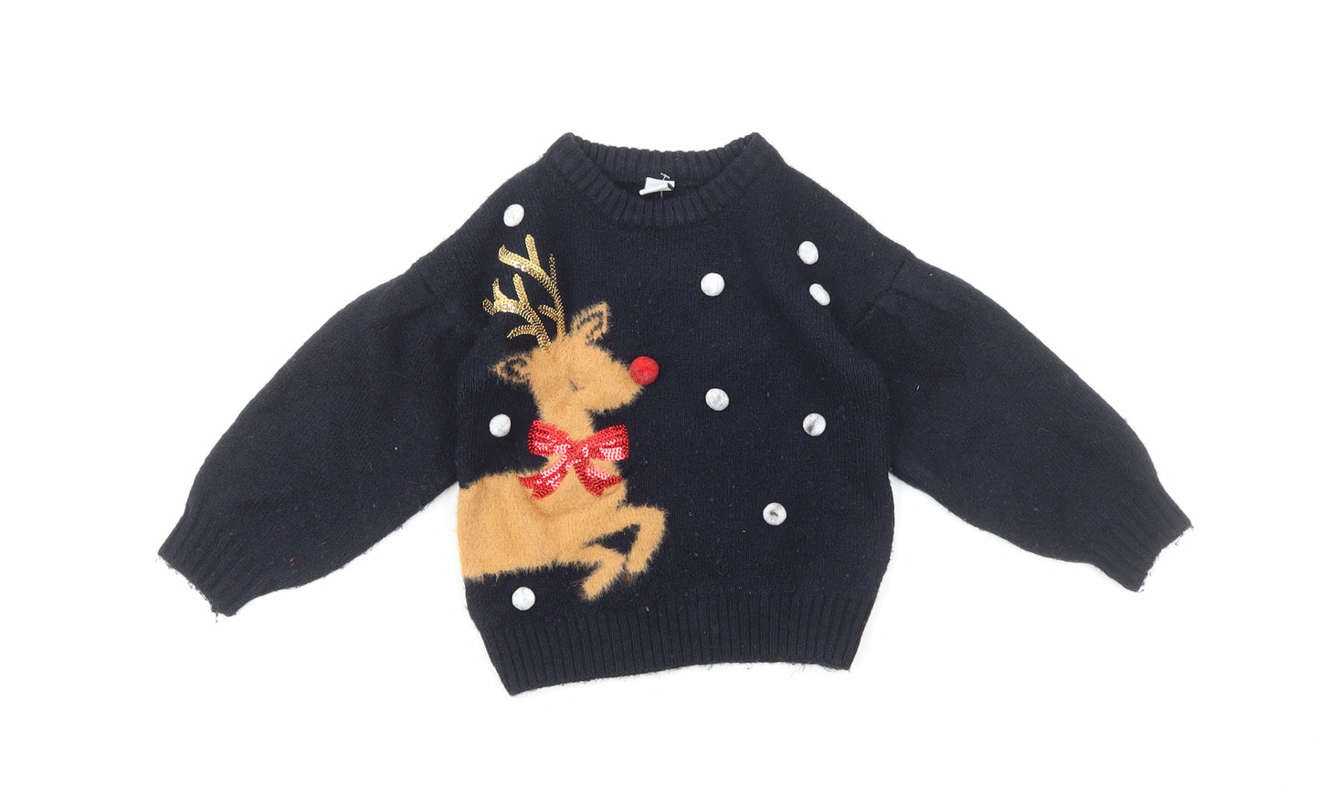 TU Boys Blue Round Neck Cotton Pullover Jumper Size 3 Years Pullover - Christmas